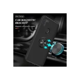 Newface Samsung Galaxy A11 Kılıf Elit Yüzüklü Kapak - Siyah