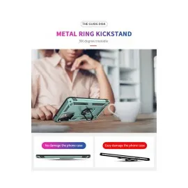 Newface Samsung Galaxy A72 Kılıf Sofya Yüzüklü Silikon Kapak - Yeşil