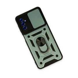 Newface Samsung Galaxy M52 5G Kılıf Pars Lens Yüzüklü Silikon - Yeşil