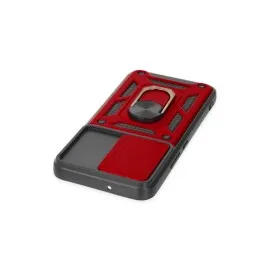 Newface Samsung Galaxy S22 Kılıf Pars Lens Yüzüklü Silikon - Kırmızı