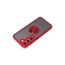 Newface Samsung Galaxy S23 Kılıf Montreal Yüzüklü Silikon Kapak - Kırmızı