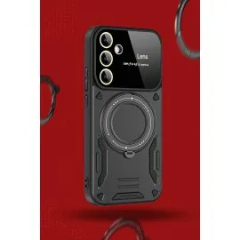 Newface Samsung Galaxy S24 Fe Kılıf Joy Lens Standlı Kapak - Mor