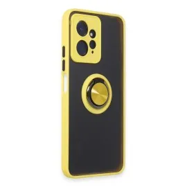 Newface Xiaomi Redmi Note 12 4G Kılıf Montreal Yüzüklü Silikon Kapak - Sarı