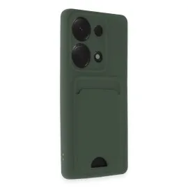 Newface Xiaomi Redmi Note 13 Pro 4G Kılıf Kelvin Kartvizitli Silikon - Koyu Yeşil