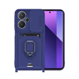 Newface Xiaomi Redmi Note 13 Pro Plus Kılıf Zuma Kartvizitli Yüzüklü Silikon - Lacivert