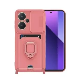 Newface Xiaomi Redmi Note 13 Pro Plus Kılıf Zuma Kartvizitli Yüzüklü Silikon - Pembe