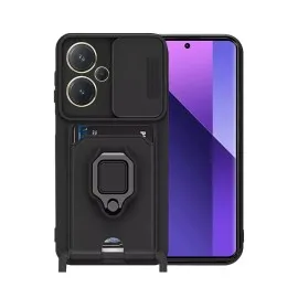 Newface Xiaomi Redmi Note 13 Pro Plus Kılıf Zuma Kartvizitli Yüzüklü Silikon - Siyah