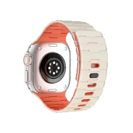 Newface Apple Watch Ultra 49Mm Wowen Kordon - Beyaz-Turuncu