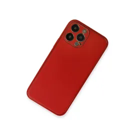 Newface Iphone 13 Pro Kılıf Coco Deri Silikon Kapak - Kırmızı