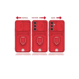 Newface Samsung Galaxy A14 4G Kılıf Zuma Kartvizitli Yüzüklü Silikon - Pembe