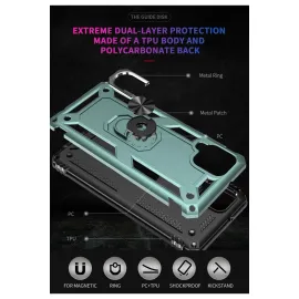 Newface Samsung Galaxy A22 Kılıf Sofya Yüzüklü Silikon Kapak - Yeşil