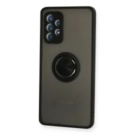 Newface Samsung Galaxy A72 Kılıf Montreal Yüzüklü Silikon Kapak - Siyah