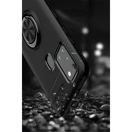 Newface Samsung Galaxy M31 Kılıf Range Yüzüklü Silikon - Siyah-Gold