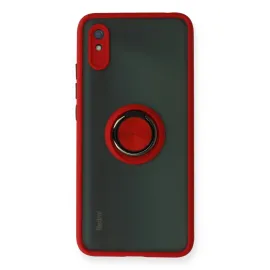 Newface Xiaomi Redmi 9A Kılıf Montreal Yüzüklü Silikon Kapak - Kırmızı