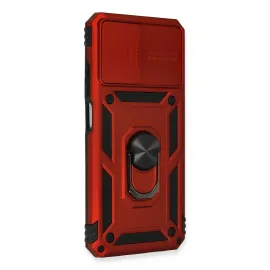 Newface Xiaomi Redmi Note 10 Kılıf Pars Lens Yüzüklü Silikon - Kırmızı