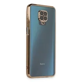 Newface Xiaomi Redmi Note 9 Pro Kılıf Razer Lensli Silikon - Gold