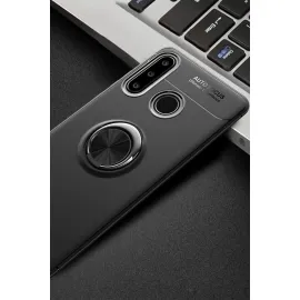 Newface Huawei Y6P Kılıf Range Yüzüklü Silikon - Siyah