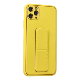 Newface Iphone 11 Pro Max Kılıf Coco Deri Standlı Kapak - Sarı