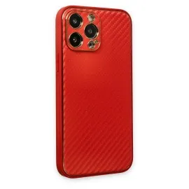 Newface Iphone 13 Pro Kılıf Coco Karbon Silikon - Kırmızı