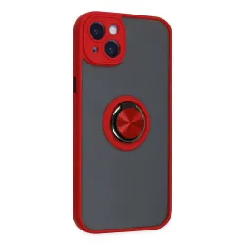 Newface Iphone 14 Kılıf Montreal Yüzüklü Silikon Kapak - Kırmızı