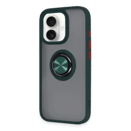 Newface Iphone 16 Kılıf Montreal Yüzüklü Silikon Kapak - Yeşil