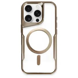 Newface Iphone 16 Pro Kılıf Boyi Magsafe Silikon Kapak - Kahverengi