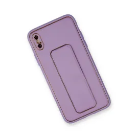 Newface Iphone Xs Max Kılıf Coco Deri Standlı Kapak - Koyu Lila