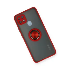 Newface Oppo A15 Kılıf Montreal Yüzüklü Silikon Kapak - Kırmızı