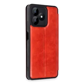 Newface Realme Note 50 4G Kılıf Flip Cover - Kırmızı