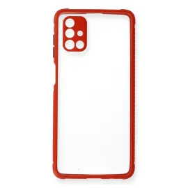 Newface Samsung Galaxy M51 Kılıf Miami Şeffaf Silikon - Kırmızı