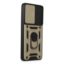 Newface Samsung Galaxy S21 Fe Kılıf Pars Lens Yüzüklü Silikon - Gold