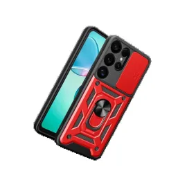 Newface Samsung Galaxy S26 Ultra Pars Lens Yüzüklü Silikon - Kırmızı