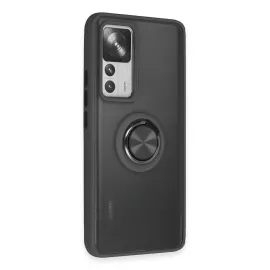 Newface Xiaomi Mi 12T Pro Kılıf Montreal Yüzüklü Silikon Kapak - Siyah