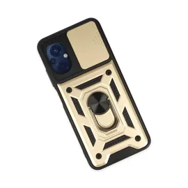 Newface Xiaomi Poco M5 Kılıf Pars Lens Yüzüklü Silikon - Gold