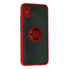 Newface Xiaomi Redmi 9A Kılıf Montreal Yüzüklü Silikon Kapak - Kırmızı