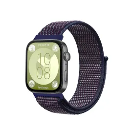 Newface Huawei Fit 4 Hasırlı Cırtcırtlı Kordon - Mavi-Beyaz