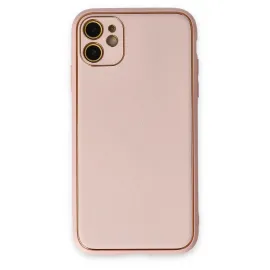 Newface Iphone 12 Kılıf Coco Deri Silikon Kapak - Pudra