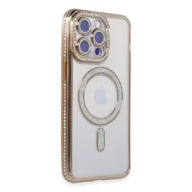Newface Iphone 15 Pro Kılıf Joke Simli Magneticsafe Kılıf - Gold