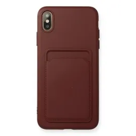 Newface iPhone XS Max Kılıf Kelvin Kartvizitli Silikon - Bordo