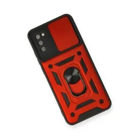 Newface Samsung Galaxy A03S Kılıf Pars Lens Yüzüklü Silikon - Kırmızı