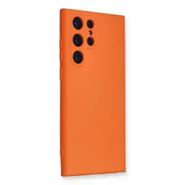Newface Samsung Galaxy S22 Ultra Kılıf Nano Içi Kadife Silikon - Turuncu