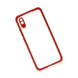 Newface Xiaomi Redmi 9A Kılıf Miami Şeffaf Silikon - Kırmızı