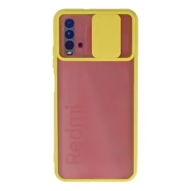 Newface Xiaomi Redmi 9T Kılıf Palm Buzlu Kamera Sürgülü Silikon - Sarı
