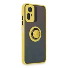 Newface Xiaomi Redmi Note 12S Kılıf Montreal Yüzüklü Silikon Kapak - Sarı