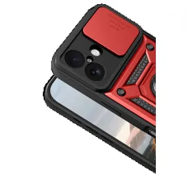 Newface Apple Iphone 17 Pars Lens Yüzüklü Silikon - Kırmızı