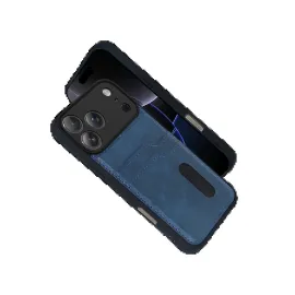 Newface Apple Iphone 17 Pro Sara Kartvizitli Deri Kılıf - Lacivert