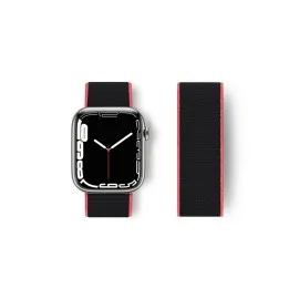 Newface Apple Watch 38Mm Hasırlı Cırtcırtlı Kordon - Pembe-Siyah