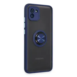 Newface Samsung Galaxy A03 Kılıf Montreal Yüzüklü Silikon Kapak - Lacivert