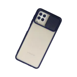 Newface Samsung Galaxy A22 Kılıf Palm Buzlu Kamera Sürgülü Silikon - Lacivert