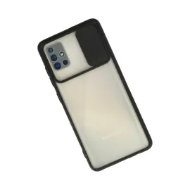 Newface Samsung Galaxy A71 Kılıf Palm Buzlu Kamera Sürgülü Silikon - Siyah